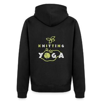 Le tricot, c’est le yoga, le beau tricot et le dicton du yoga - Veste à capuche bio Premium Unisexe - noir - Dos - Nico (187cm)