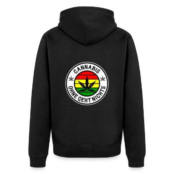 Cannabis - Unisex Premium Bio Zip Hoodie - Schwarz - Hinten - Nico (187cm)