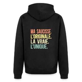 Ma Saucisse L'Originale La Vraie L'Unique Humour - Veste à capuche bio Premium Unisexe - noir - Dos - Nico (187cm)
