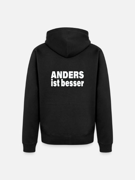 ANDERS IST BESSER - Unisex Premium Bio Zip Hoodie - Schwarz