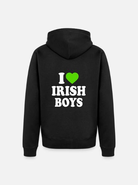I love irish boys - Unisex Premium Organic Zip Hoodie - black
