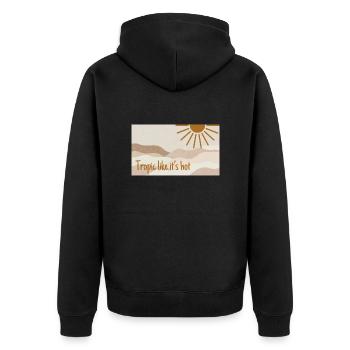 tropic like it's hot - Unisex Premium Bio Zip Hoodie - Schwarz - Hinten - Nico (187cm)