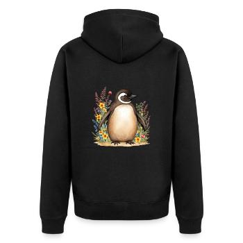 Niedlicher Pinguin - Unisex Premium Bio Zip Hoodie - Schwarz - Hinten - Nico (187cm)