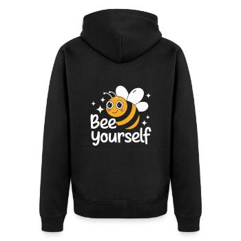 Honigbiene Imker Bienen Biene - Unisex Premium Bio Zip Hoodie - Schwarz - Hinten - Nico (187cm)