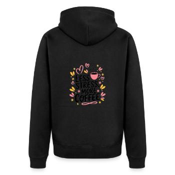 Less Stress, More Coffee – Coffee Saying - Unisex Premium Organic Zip Hoodie - black - Back - Nico (187cm)