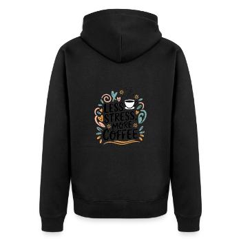 Less Stress, More Coffee – Coffee Saying - Unisex Premium Organic Zip Hoodie - black - Back - Nico (187cm)