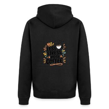 Less Stress, More Coffee – Coffee Saying - Unisex Premium Organic Zip Hoodie - black - Back - Nico (187cm)