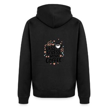 Less Stress, More Coffee – Coffee Saying - Unisex Premium Organic Zip Hoodie - black - Back - Nico (187cm)