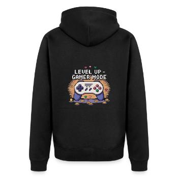 Montée de niveau – Mode joueur - Veste à capuche bio Premium Unisexe - noir - Dos - Nico (187cm)