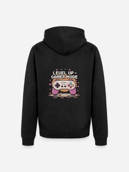 Level Up – Gamer Mode - Unisex Premium Organic Zip Hoodie - black