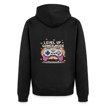 Montée de niveau – Mode joueur - Veste à capuche bio Premium Unisexe - noir - Dos - Nico (187cm)