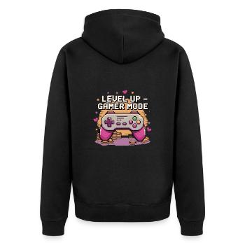 Montée de niveau – Mode joueur - Veste à capuche bio Premium Unisexe - noir - Dos - Nico (187cm)