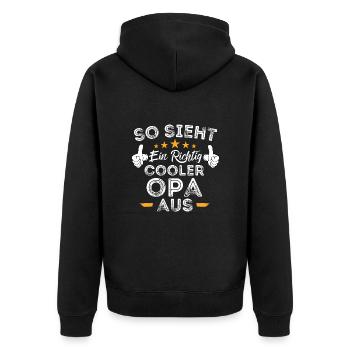 So Sieht Ein Richtig Cooler Opa Aus Lustiges Opa - Unisex Premium Bio Zip Hoodie - Schwarz - Hinten - Nico (187cm)