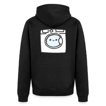washing machine - Unisex Premium Organic Zip Hoodie - black - Back - Nico (187cm)