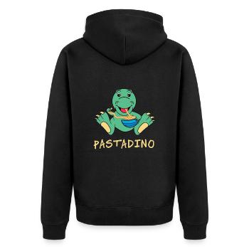 Pastadino Funny Dinosaur with Pasta - Unisex Premium Organic Zip Hoodie - black - Back - Nico (187cm)