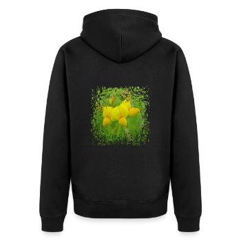 Der Hornklee ist eine Futterpflanze für Bienen - Unisex Premium Bio Zip Hoodie - Schwarz - Hinten - Nico (187cm)
