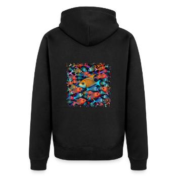 Fish swim in large schools in the sea - Unisex Premium Organic Zip Hoodie - black - Back - Nico (187cm)