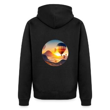 Ballonfahren heißt Freiheit und Abenteuerlust - Unisex Premium Bio Zip Hoodie - Schwarz - Hinten - Nico (187cm)