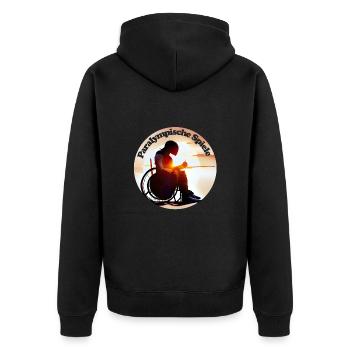 Die Paralympischen Spiele bauen Klischees ab - Unisex Premium Bio Zip Hoodie - Schwarz - Hinten - Nico (187cm)