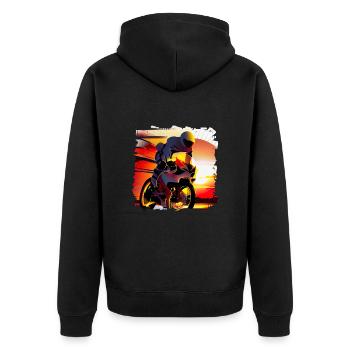 Motorradrennen sind ein aufregender Motorsport - Unisex Premium Bio Zip Hoodie - Schwarz - Hinten - Nico (187cm)