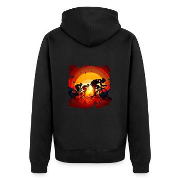 Cycling is a passion for many - Unisex Premium Organic Zip Hoodie - black - Back - Nico (187cm)