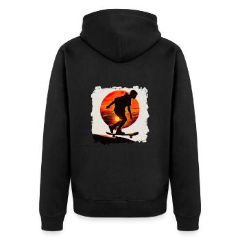 Skateboarden ist Straßensurfen - Unisex Premium Bio Zip Hoodie - Schwarz - Hinten - Nico (187cm)