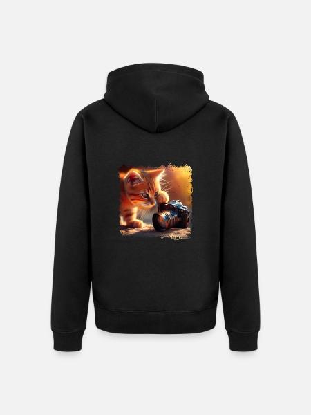 Unleashing your cat's creativity - Unisex Premium Organic Zip Hoodie - black