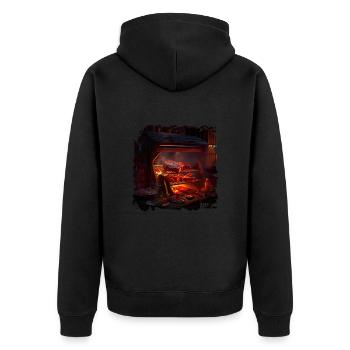Beim Grillen bekomme ich Fleischgelüste - Unisex Premium Bio Zip Hoodie - Schwarz - Hinten - Nico (187cm)