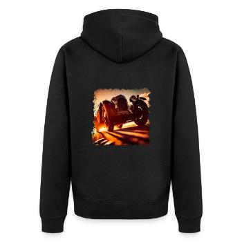 Oldtimer-Rennen sind ein aufregendes Erlebnis - Unisex Premium Bio Zip Hoodie - Schwarz - Hinten - Nico (187cm)