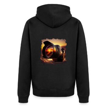 Digitalkameras leicht zu bedienen - Unisex Premium Bio Zip Hoodie - Schwarz - Hinten - Nico (187cm)