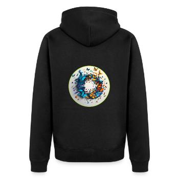 Ein Schmetterlingsschwarm ist etwas Besonderes - Unisex Premium Bio Zip Hoodie - Schwarz - Hinten - Nico (187cm)