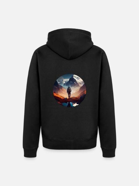 Hiking in the mountains - Unisex Premium Organic Zip Hoodie - black