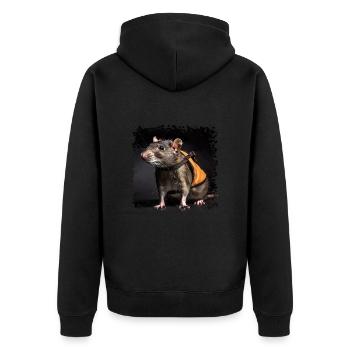 Wer Ratten hat, hat keine Mäuse! - Unisex Premium Bio Zip Hoodie - Schwarz - Hinten - Nico (187cm)