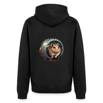 Hamster wheel – proposal for the energy transition - Unisex Premium Organic Zip Hoodie - black - Back - Nico (187cm)