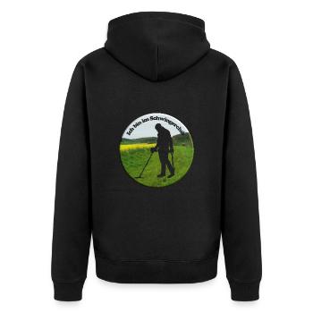 Ein Detektor-Schwinger ist nichts Anstößiges - Unisex Premium Bio Zip Hoodie - Schwarz - Hinten - Nico (187cm)