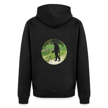 Mit Detektor-schwingen auf Schatzsuche - Unisex Premium Bio Zip Hoodie - Schwarz - Hinten - Nico (187cm)