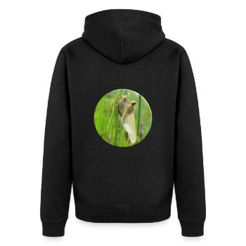 Metamorphose heißt das Zauberwort bei den Insekten - Unisex Premium Bio Zip Hoodie - Schwarz - Hinten - Nico (187cm)