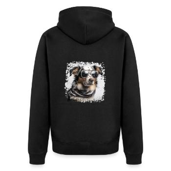 Chien cool avec des lunettes - Veste à capuche bio Premium Unisexe - noir - Dos - Nico (187cm)