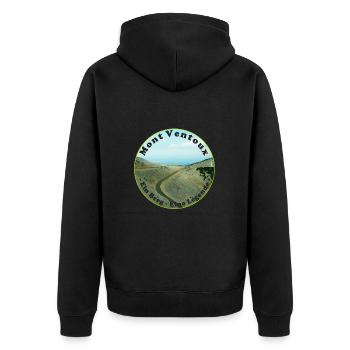 Mit dem Fahrrad über den Mont Ventoux - Unisex Premium Bio Zip Hoodie - Schwarz - Hinten - Nico (187cm)
