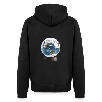 Gefangen in einer Schneekugel - Unisex Premium Bio Zip Hoodie - Schwarz - Hinten - Nico (187cm)