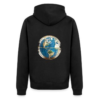 Wir sind im goldenen Käfig gefangen - Unisex Premium Bio Zip Hoodie - Schwarz - Hinten - Nico (187cm)