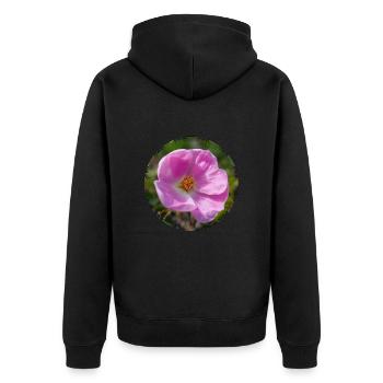 The rosehip is also called the dog rose - Unisex Premium Organic Zip Hoodie - black - Back - Nico (187cm)