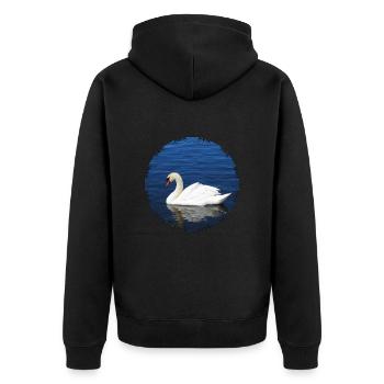 Anmutiger Höckerschwan - Unisex Premium Bio Zip Hoodie - Schwarz - Hinten - Nico (187cm)