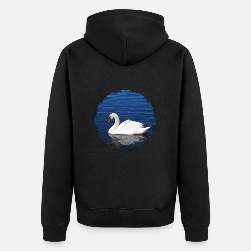 Anmutiger Höckerschwan - Unisex Premium Bio Zip Hoodie - Schwarz