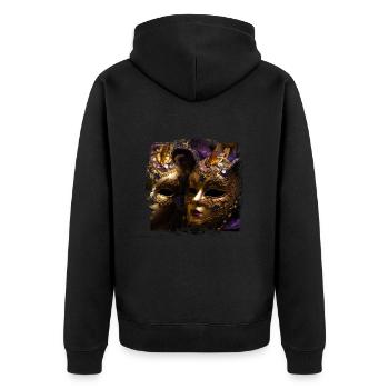 Venezianische Masken sind Weltweit bekannt - Unisex Premium Bio Zip Hoodie - Schwarz - Hinten - Nico (187cm)