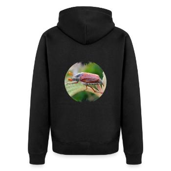 Der Maikäfer ist ein auffälliger Geselle - Unisex Premium Bio Zip Hoodie - Schwarz - Hinten - Nico (187cm)