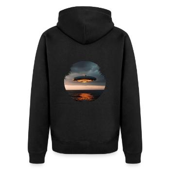 US-Regierung Veröffentlicht Videos von Ufos - Unisex Premium Bio Zip Hoodie - Schwarz - Hinten - Nico (187cm)
