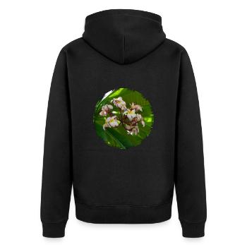 Fleurs de Plumeria frangipani - Veste à capuche bio Premium Unisexe - noir - Dos - Nico (187cm)