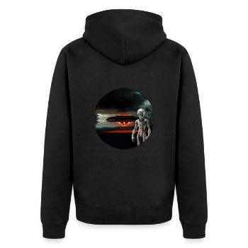 Wo ist der Beleg für Ufos und Alien - Unisex Premium Bio Zip Hoodie - Schwarz - Hinten - Nico (187cm)