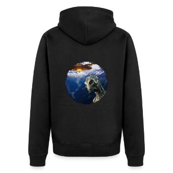 Fliegende Untertassen und Alien in Kamerafalle - Unisex Premium Bio Zip Hoodie - Schwarz - Hinten - Nico (187cm)